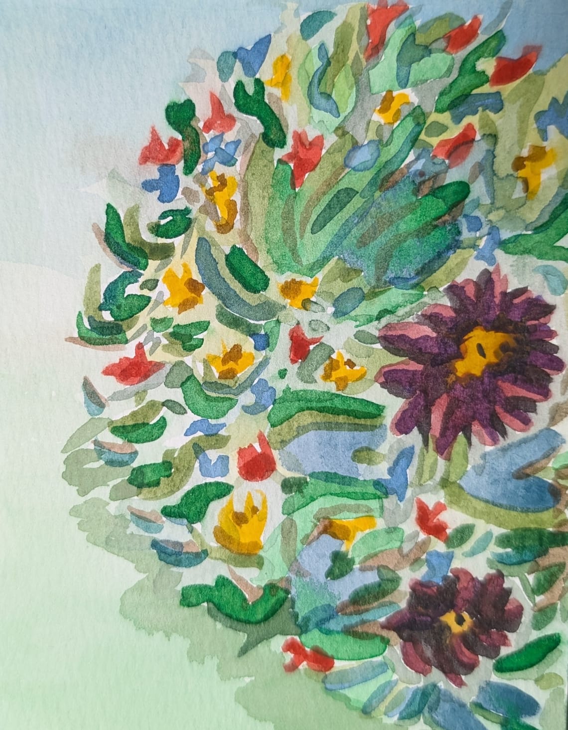 Watercolour Flowers Postcard